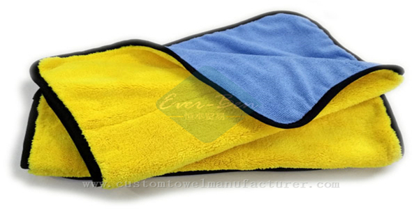 Custom Soft Fast Dry Car Cleaning Towels Factory Yellow Coral Fleece Dual Pile Towels Supplier